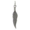 Sterling Silver Antiqued Feather Pendant, 42 x 9 mm