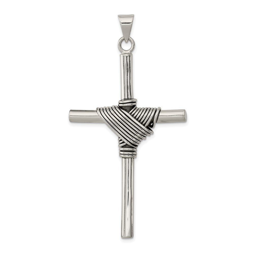 Sterling Silver Antiqued Cross Pendant, 63 x 32 mm