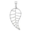 Sterling Silver Polished Wire Leaf Pendant, 58.9 x 23 mm