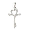 Sterling Silver Polished Heart Cross, 42 x 23 mm