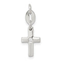 Sterling Silver & CZ Polished Cross Charm, 20 x 8 mm