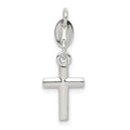 Sterling Silver Polished Cross Charm, 22 x 8 mm