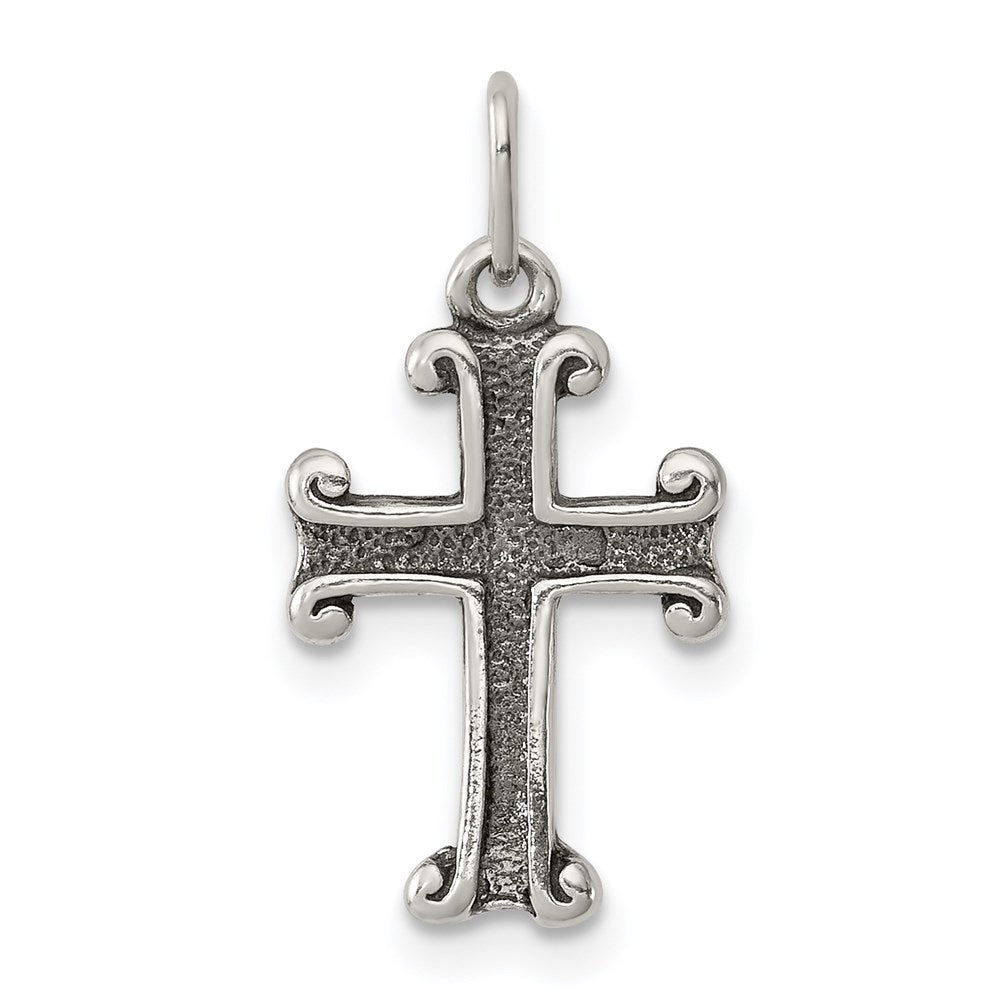 Sterling Silver Antiqued Cross Charm, 20 x 11 mm