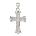 Sterling Silver Rhodium-plated Polished Filigree Cross Pendant, 40 x 22 mm