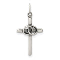 Sterling Silver Antiqued Wedding Cross Charm, 24 x 12 mm
