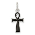 Sterling Silver Black Enamel Cross Pendant, 22 x 10 mm