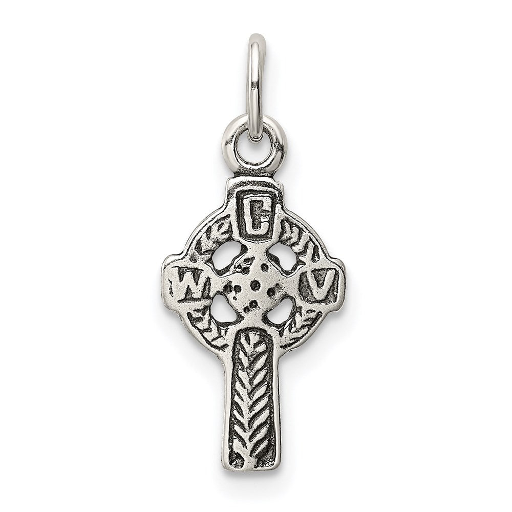 Sterling Silver Antiqued Celtic Cross Charm, 21 x 9 mm