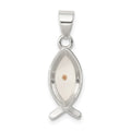 Sterling Silver Rhod-pltd Enameled Mustard Seed Ichthus Fish Pendant, 25 x 8 mm