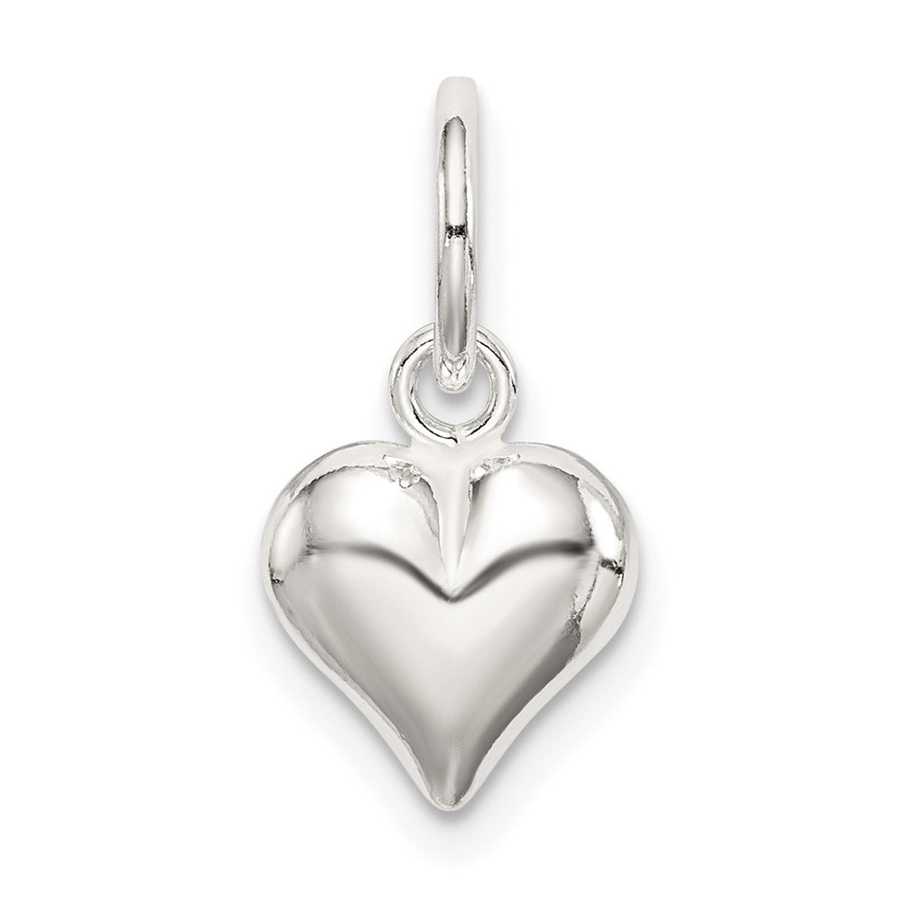 Sterling Silver Puff Heart Charm, 18 x 10 mm