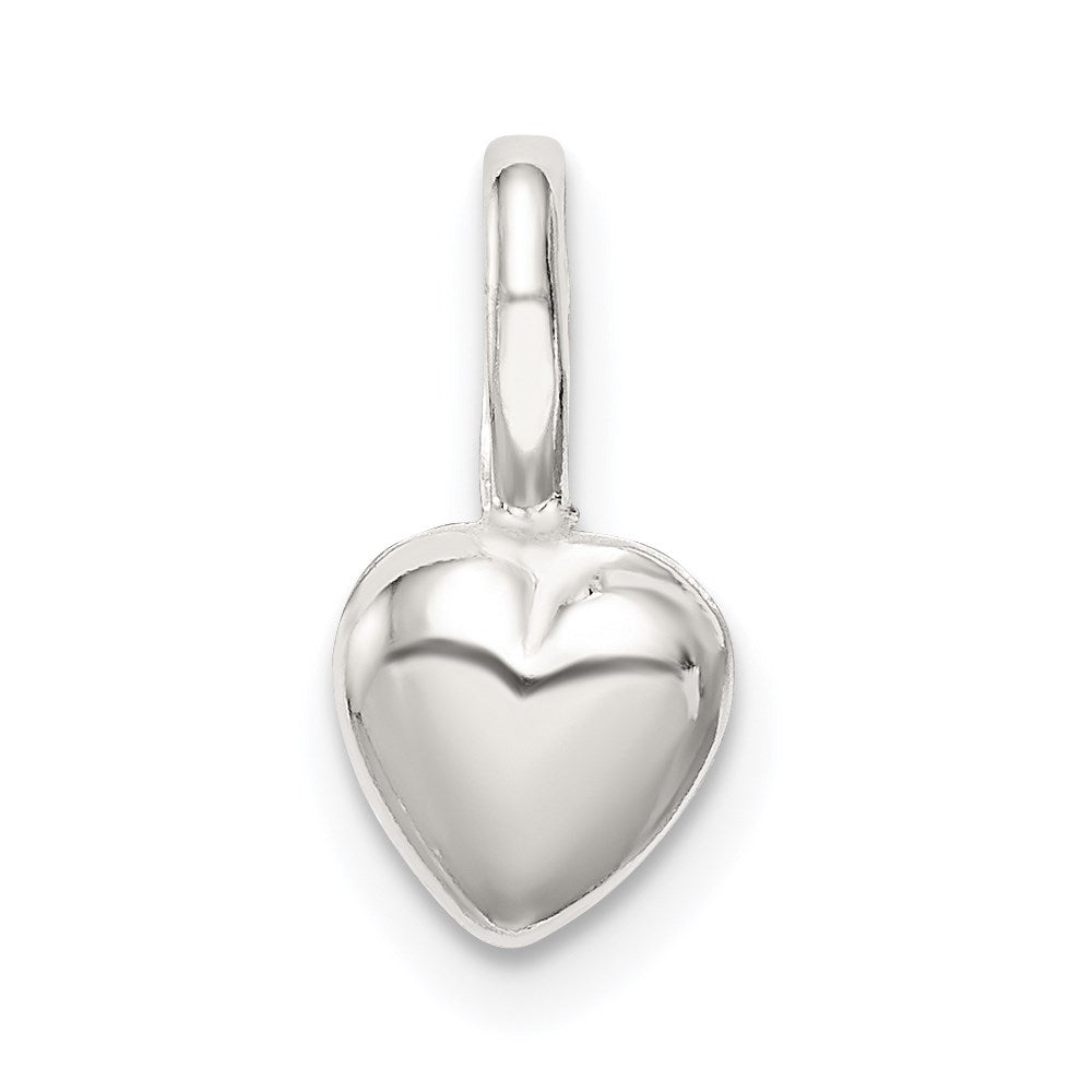 Sterling Silver Puffed Heart Charm, 12 x 6 mm