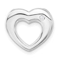 Sterling Silver Polished Heart w/ CZ Slide Pendant, 14.4 x 16.15 mm