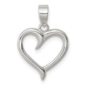 Sterling Silver Polished Fancy Open Heart Pendant, 22 x 15 mm