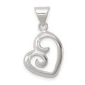 Sterling Silver Polished Fancy Swirl Heart Pendant, 22 x 12 mm