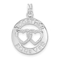 Sterling Silver Polished Together Forever Double Heart Circle Charm, 24.7 x 17.5 mm