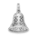 Sterling Silver Rhodium-platedPolished Movable Bell Charm, 20 x 15 mm