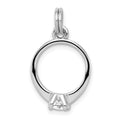 Sterling Silver Rhodium-platedCZ Polished Ring Charm, 25 x 12 mm