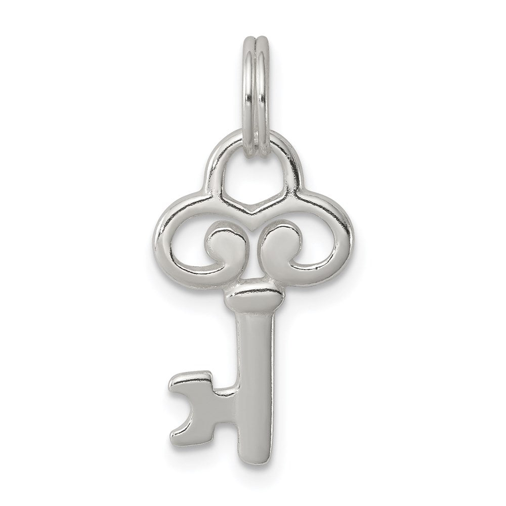 Sterling Silver Key Charm, 22 x 10 mm