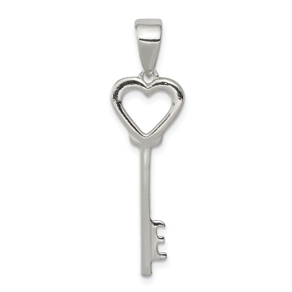 Sterling Silver Polished Key Pendant, 35 x 10 mm