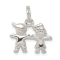 Sterling Silver Polished Boy and Girl Charm, 20 x 18 mm