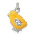 Sterling Silver Preciosa Crystal Enameled Yellow Baby Chick Charm, 22 x 10 mm