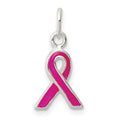 Sterling Silver Pink Enameled Awareness Charm, 18 x 8.5 mm