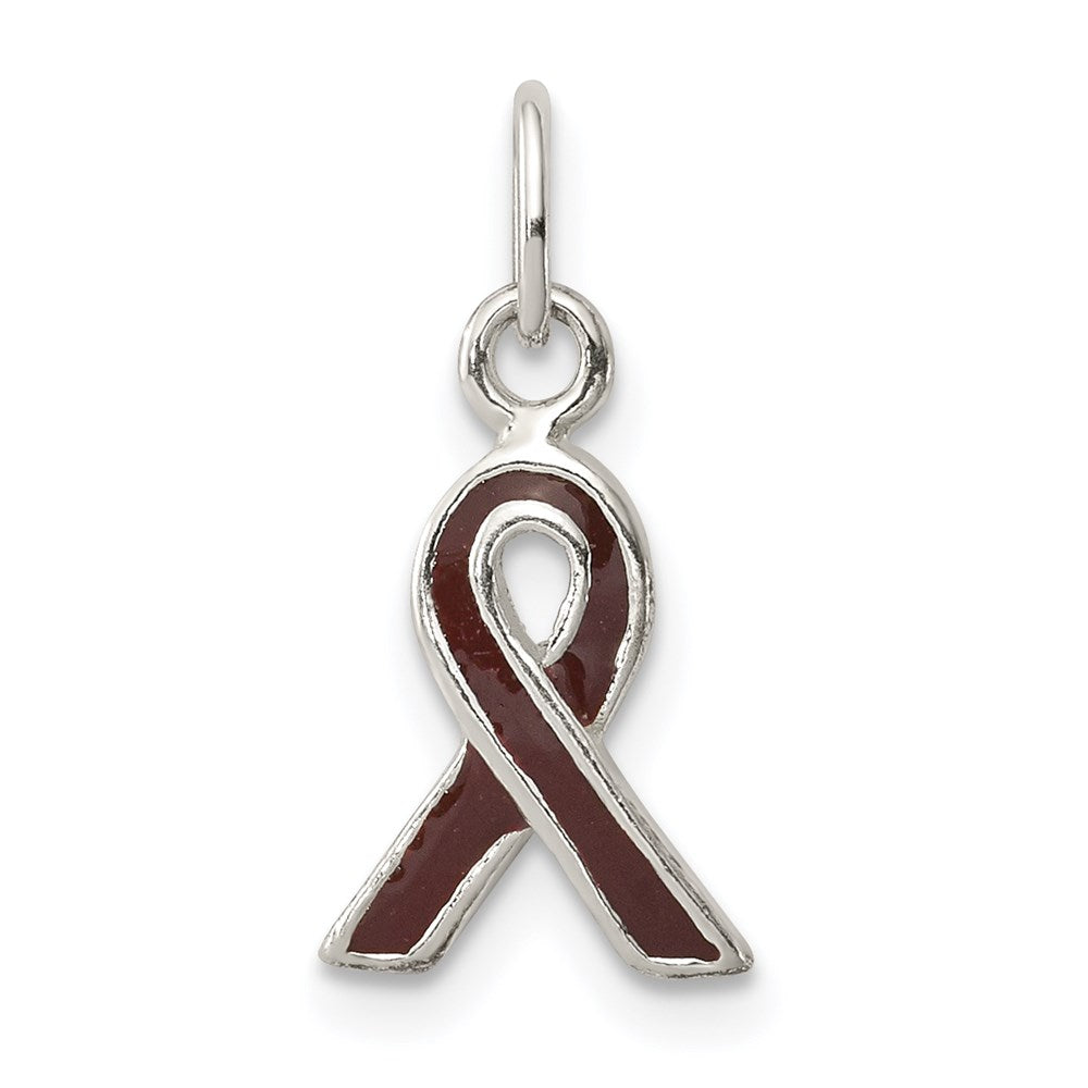 Sterling Silver Brown Enameled Awareness Charm, 18 x 8.5 mm