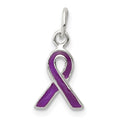 Sterling Silver Purple Enameled Awareness Charm, 18 x 8.5 mm
