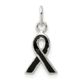 Sterling Silver Black Enameled Awareness Charm, 18 x 8.5 mm