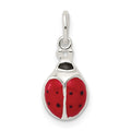Sterling Silver Enameled Lady Bug Charm, 18 x 10 mm
