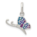 Sterling Silver Enameled Butterfly Charm, 20 x 15 mm