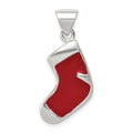 Sterling Silver Enameled Christmas Stocking Charm, 25 x 10 mm