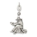 Sterling Silver Antiqued Witch Slide Pendant, 18 x 15 mm