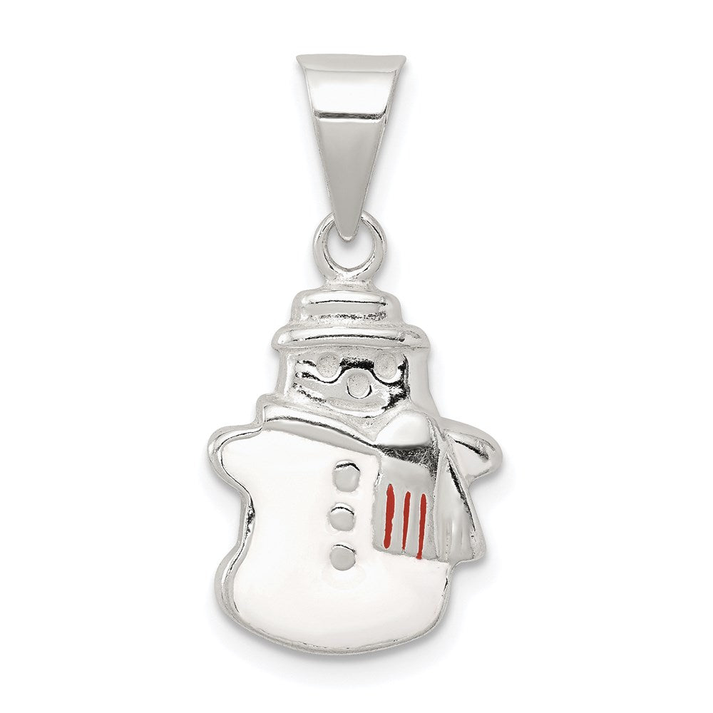 Sterling Silver Enameled Snowman Charm, 25 x 12 mm