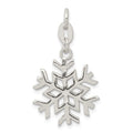 Sterling Silver Polished Snowflake Charm, 30 x 18 mm