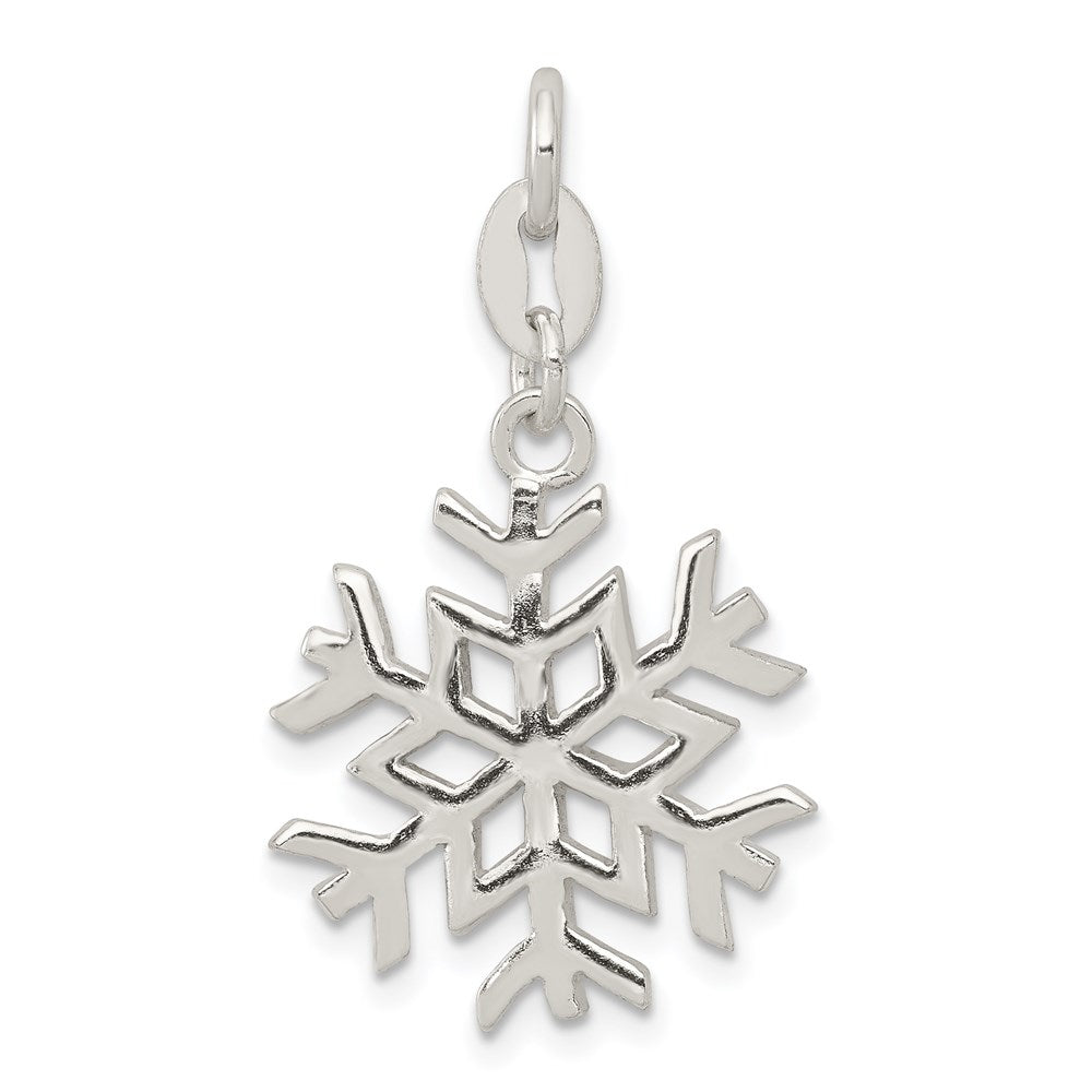 Sterling Silver Polished Snowflake Charm, 30 x 18 mm