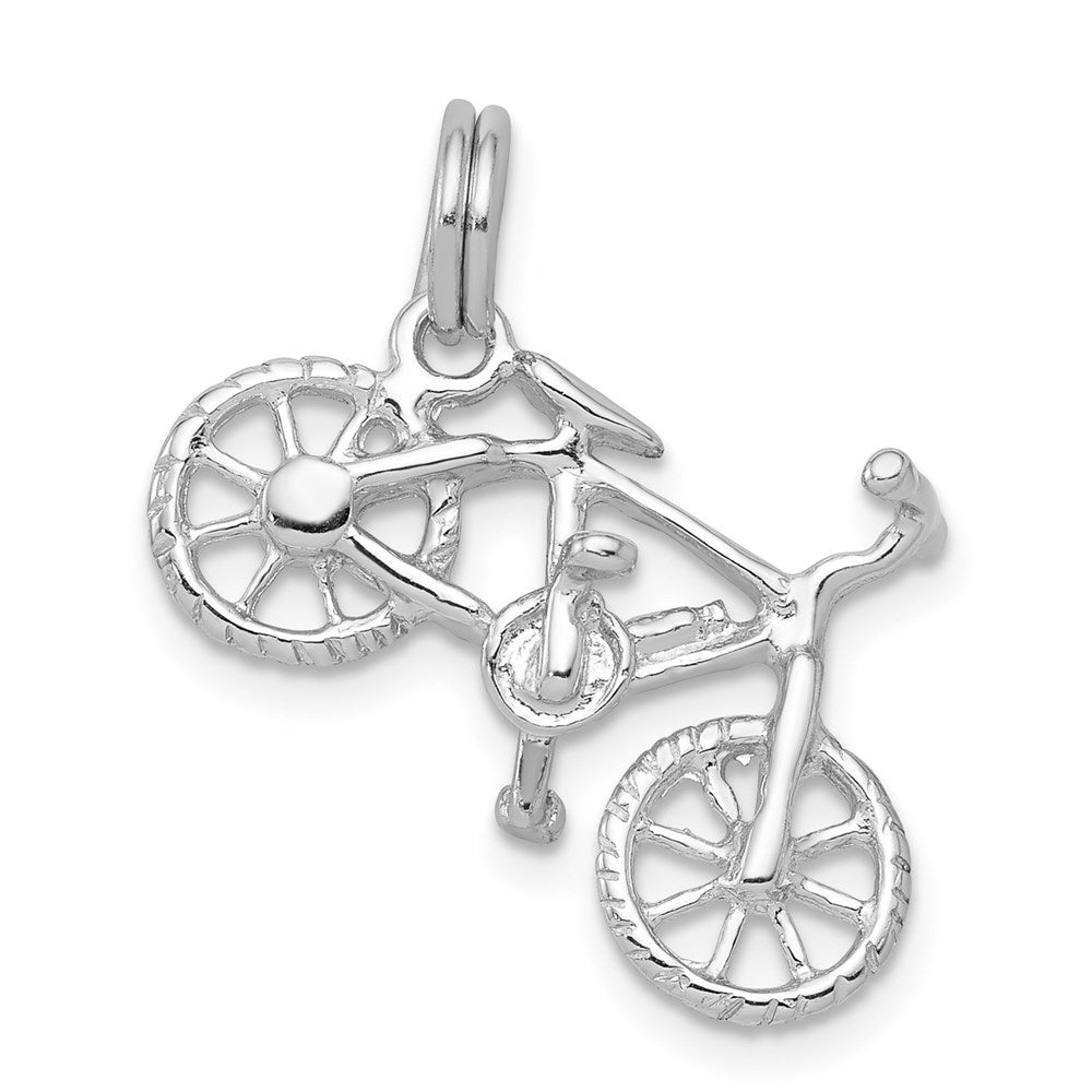 Sterling Silver Rhodium-platedPolished Bicycle Charm, 15 x 20 mm