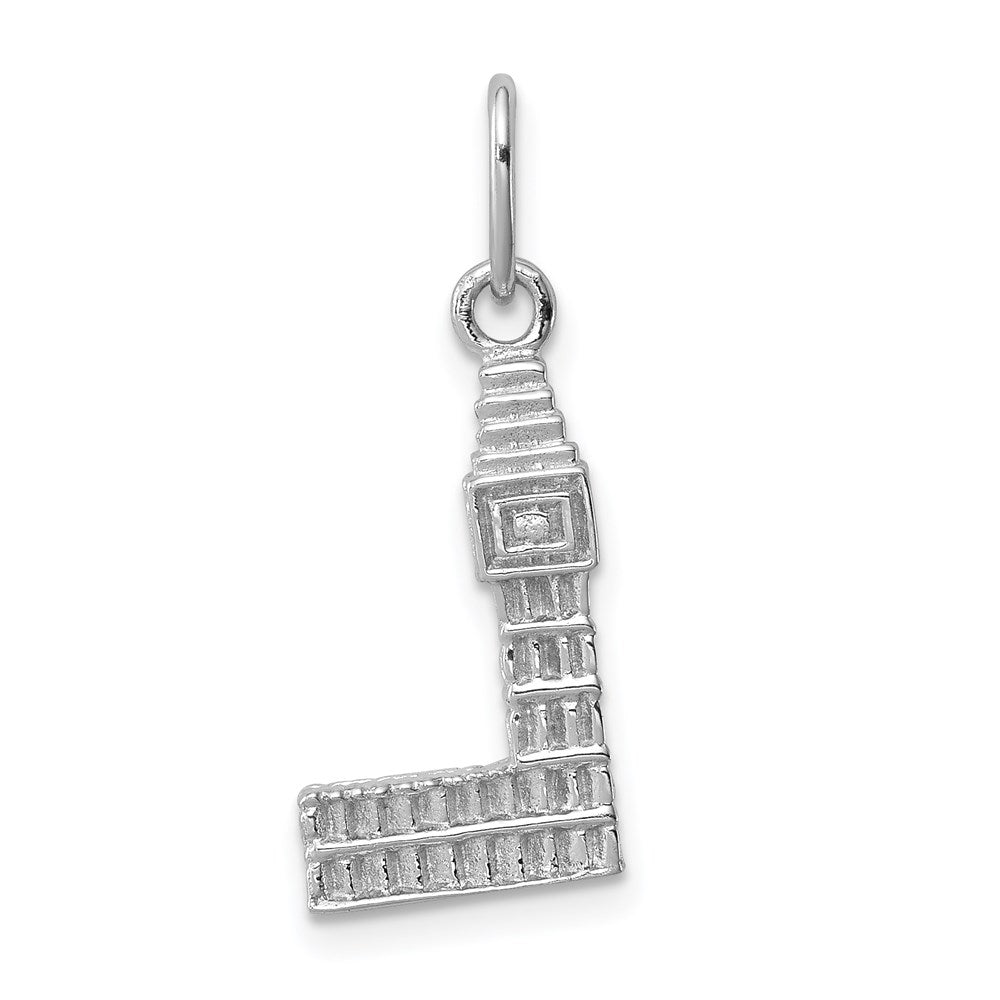 Sterling Silver Rhodium-plated Big Ben Charm, 20 x 10 mm