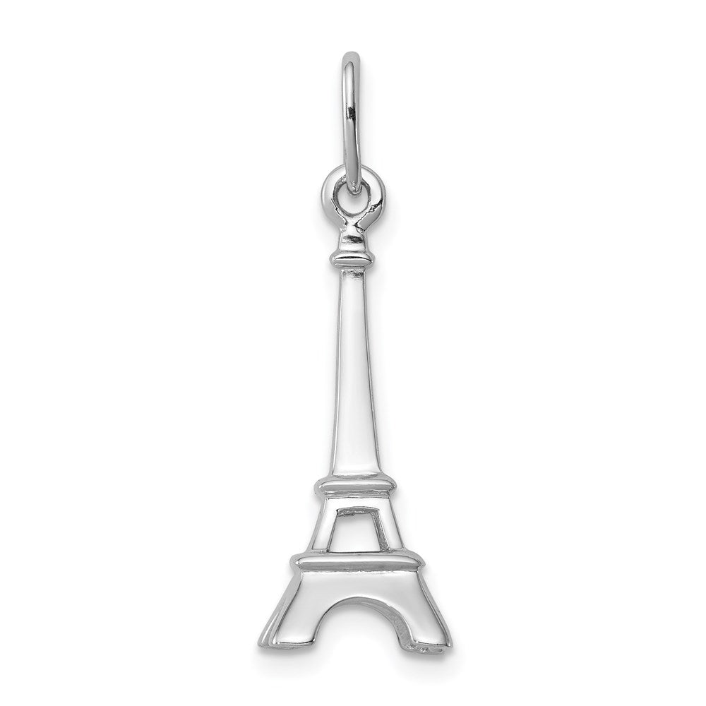 Sterling Silver Rhodium-plated Eiffel Tower Charm, 25 x 10 mm