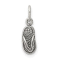 Sterling Silver Antiqued& Textured Flip Flop Children's Charm, 16 x 5 mm