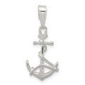 Sterling Silver Anchor & Rope Pendant, 25 x 12 mm