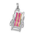 Sterling Silver Rhodium-platedEnamel Beach Chair Charm, 25 x 12 mm
