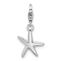 Sterling Silver Rhodium-plated Polished Starfish Charm, 22 x 15 mm