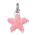 Sterling Silver Rhodium-platedEnameled Sparkle Starfish Charm, 22 x 15 mm