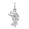 Sterling Silver Rhodium-plated Polished Dolphin Charm, 22 x 10 mm