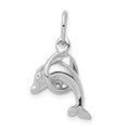 Sterling Silver Dolphin Diving Through Hoop Charm, 22 x 15 mm