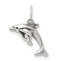 Sterling Silver Antiqued Dolphin w/Baby Charm, 15 x 18 mm