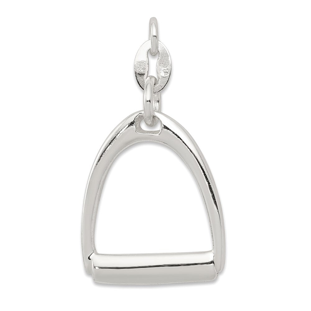 Sterling Silver Large Polished Horse Stirrup Charm, 30 x 15 mm