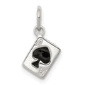 Sterling Silver Enameled Ace Of Spades Card Charm, 15 x 6 mm