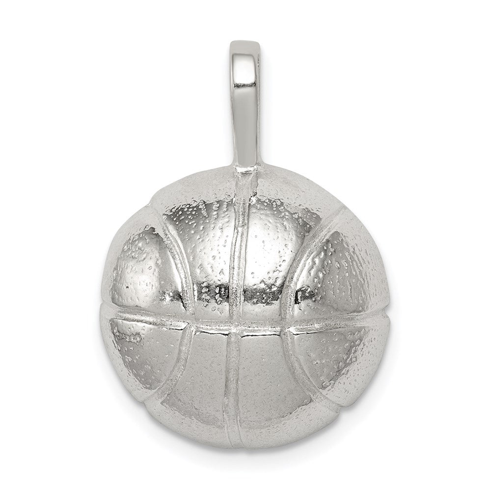 Sterling Silver Basketball Charm, 26 x 17 mm