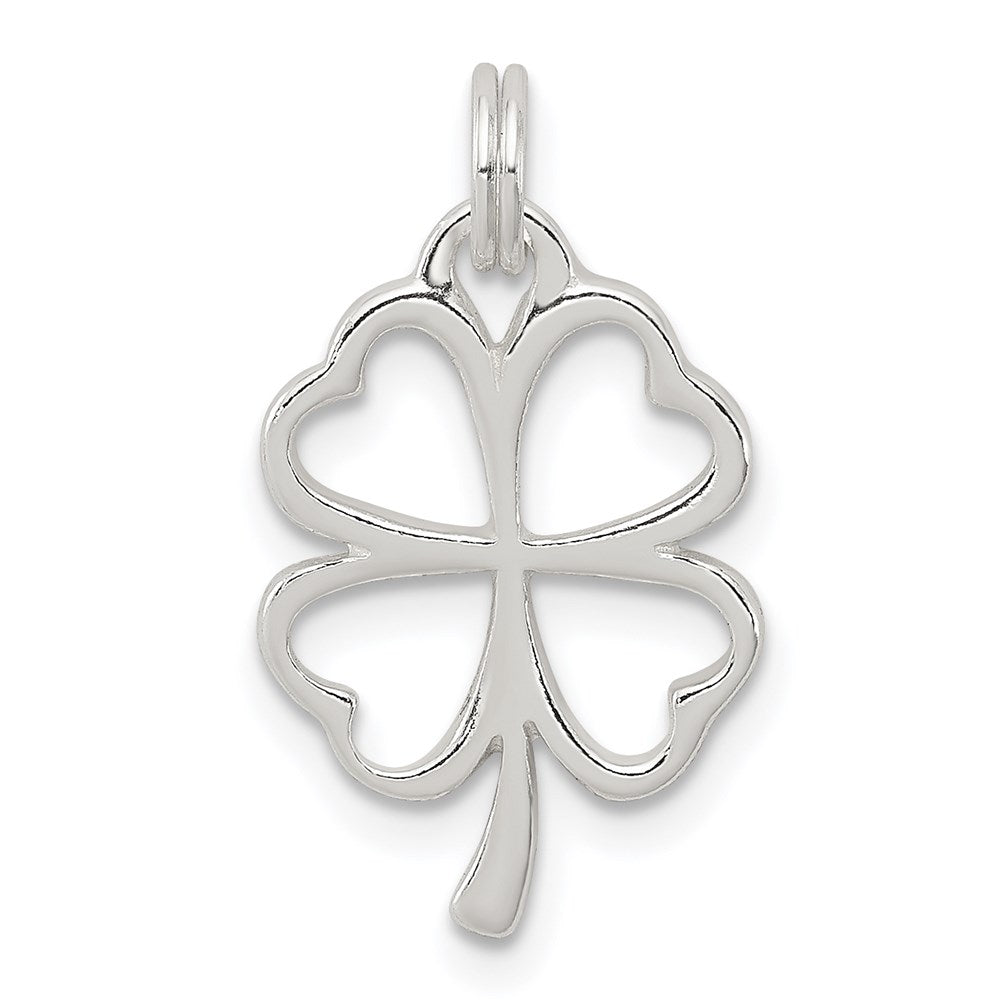 Sterling Silver Four Leaf Clover Charm, 20 x 12 mm